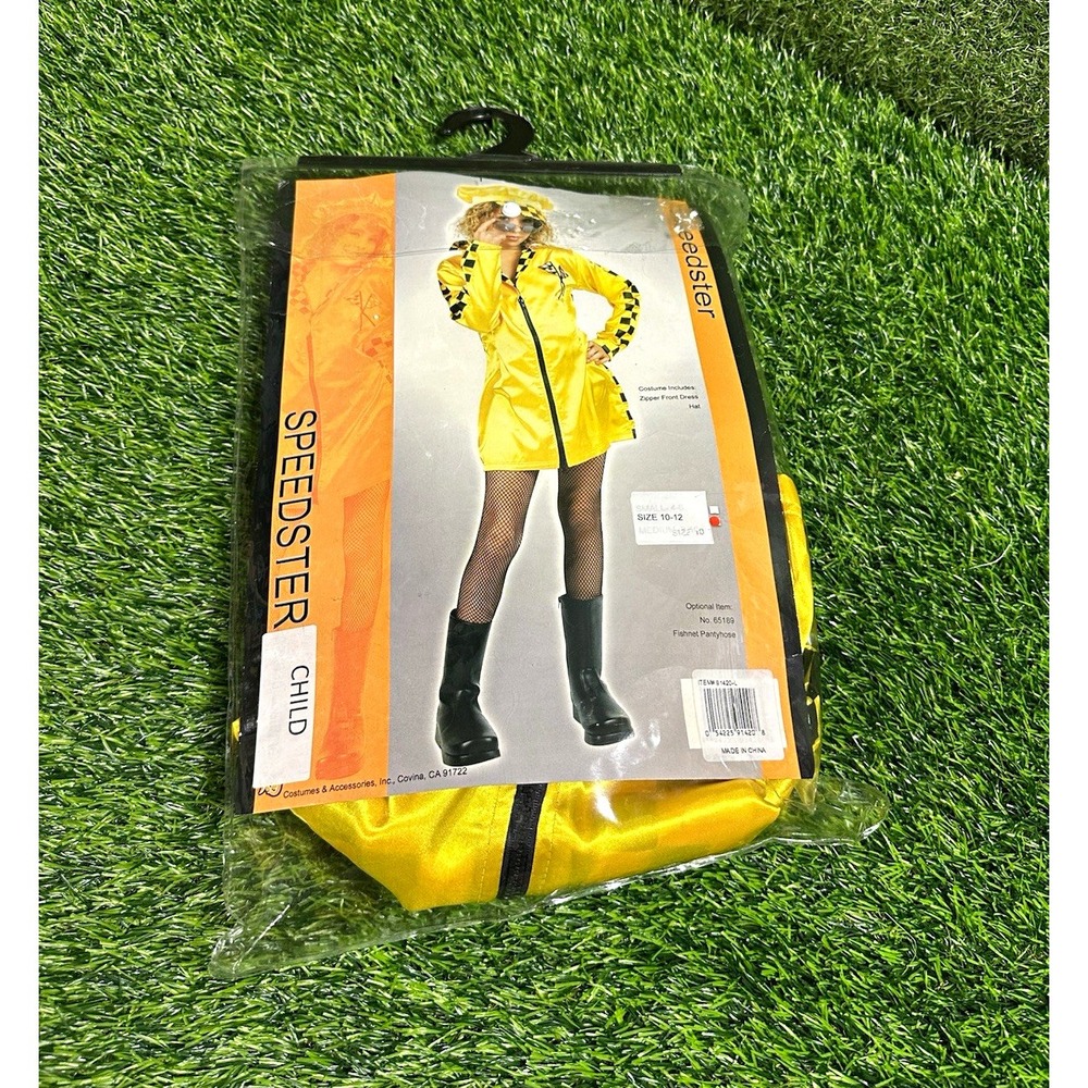 Amscan Speedster Child Costume Dress 10-12 Yellow/Black Zipper Polyester